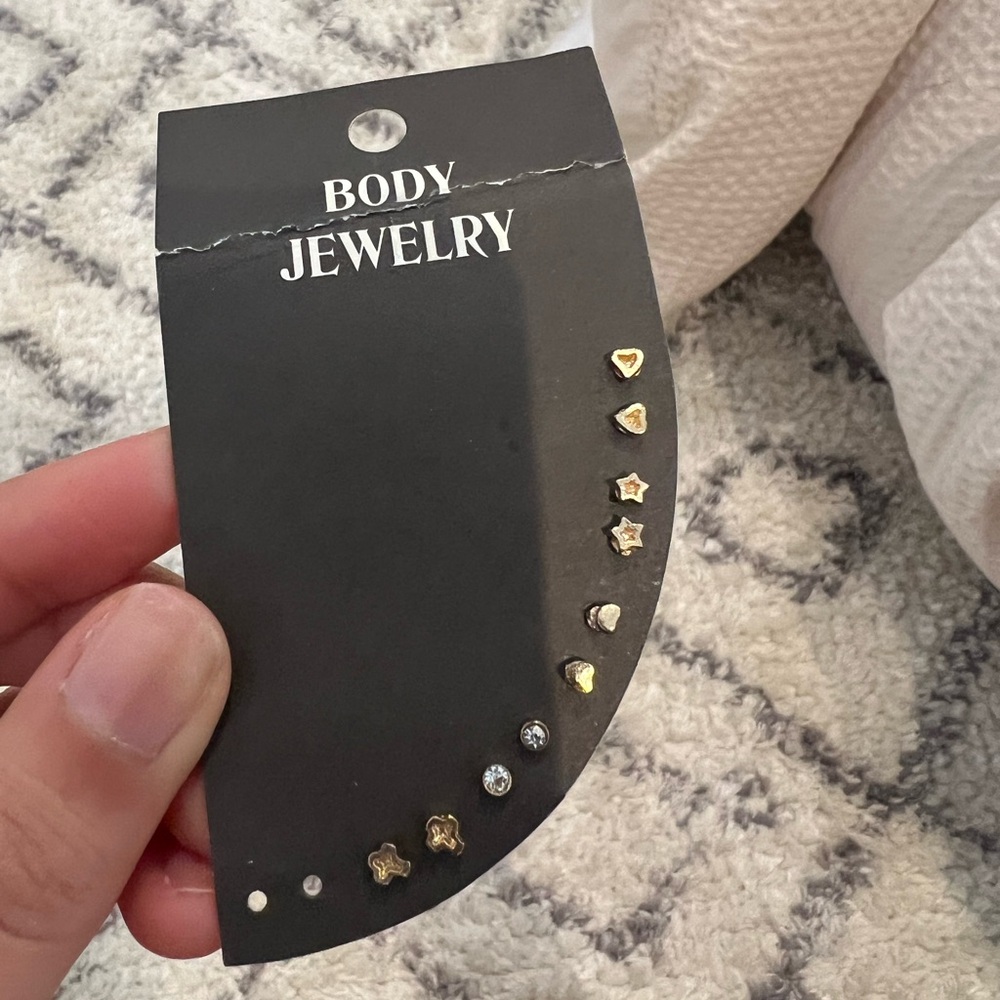 Gold Free People Small Stud Earring / Body Jewelry Set
